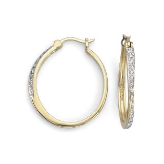 18K/Silver Cubic Zirconia Twist Hoop Earrings, Womens