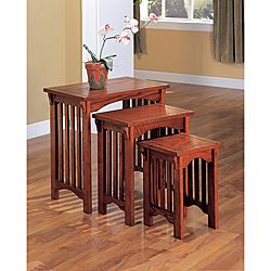 Mission Style Oak Nesting End Tables (set Of 3)