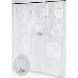 Carnation Home Fashions Pockets PEVA Shower Curtain/Liner with 9 Mesh Storage