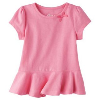 Circo Infant Toddler Girls Short Sleeve Peplum T Shirt   Pink 2T