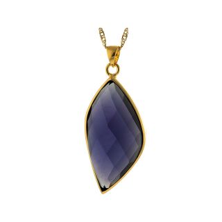 ATHRA 14K Gold Plated Purple Resin Marquise Pendant, Womens