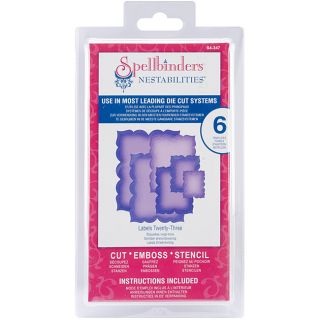 Spellbinders Labels Twenty three Nestabilities Dies (PurplesMaterials MetalPackage includes six (6) template dies Dies feature cutting, embossing, and stenciling capabilities These dies will work with most die cutting systems Available in a vast range of