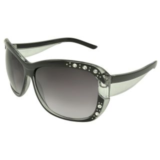 Epic Eyewear Womens Megan Black Rhinestone Detailed Shield Sunglasses