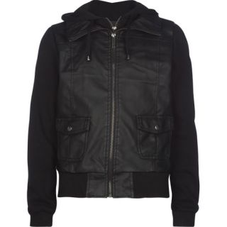Double Zip Fleece Girls Faux Leather Jacket Black In Sizes Medium, Sm