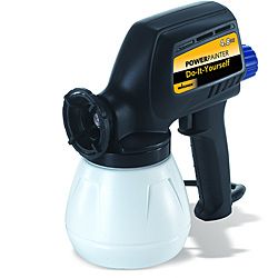 Wagner 4.8gph Power Painter (BlackHandheld paint sprayerIntended use Stains, paints with thinned latex paintDimensions 10 inches high x 6 inches wide x 10 inches depthMaterials Metal, PlasticModel No 0500010D )