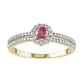 3/4 CT. T.W. White & Color Enhanced Pink Diamond Engagement Ring, Yellow, Womens