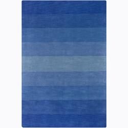 Hand tufted Mandara Blue Stripes Wool Rug (79 X 106)