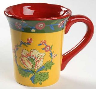 Duchess Mug, Fine China Dinnerware   Flowers On Red,Green,Yellow,Blue Body