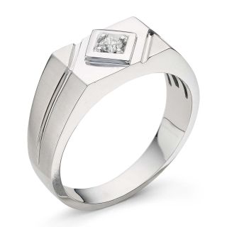 Closeout Mens 1/10 CT. T.W. Diamond Solitaire Wedding Band, Wg (White Gold),
