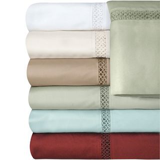 Veratex 500tc Egyptian Cotton Sateen Embroidered Prince Sheet Set, Sage