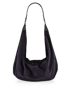 The Row Sling 15 Suede Hobo Bag   Navy