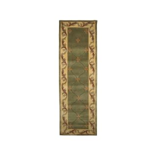 Fleur de Lis Hand Carved Wool Runner Rugs, Ruby