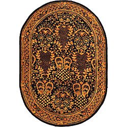 Handmade Majestic Black New Zealand Wool Rug (76 X 96 Oval) (BlackPattern OrientalMeasures 0.625 inch thickTip We recommend the use of a non skid pad to keep the rug in place on smooth surfaces.All rug sizes are approximate. Due to the difference of mon