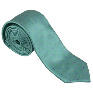 Vance Mens Sophisticated Green Polka dot Print Silk touch Microfiber Skinny Tie