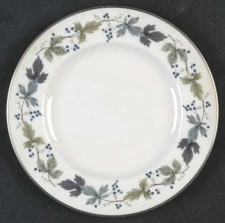 Royal Doulton Burgundy Bread & Butter Plate, Fine China Dinnerware   Gray,Green