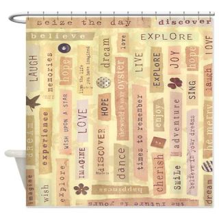  Positive Words Shower Curtain  Use code FREECART at Checkout