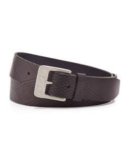 Leather 39mm Etched Belt, Black
