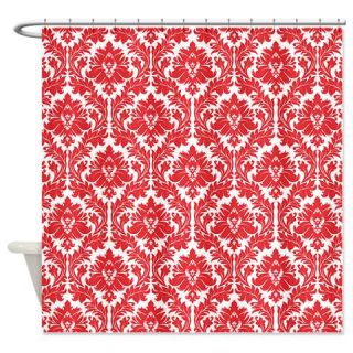  Poppy Red Damask Shower Curtain  Use code FREECART at Checkout