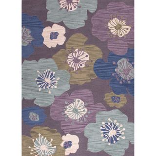Hand tufted Transitional Floral Pink/ Purple Rug (5 X 76)