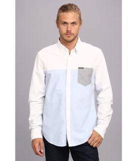 Members Only Color Block Oxford Mens Long Sleeve Button Up (Blue)