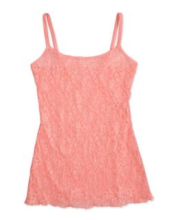 Floral Shimmer Lace Cami, Neon Coral