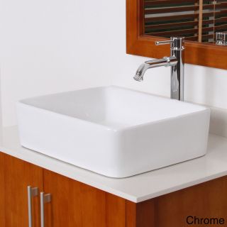 Elite 9924 High temperature Rectangular Square Ceramic Bathroom Sink And Faucet Combo