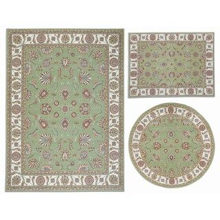 Nourison Persian Floral Collection Green Rug 3pc Set 311 X 53, 53 X 53 Round, 710 X 106