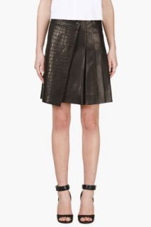 Rag And Bone Black Lambskin Croc_embossed Edburg Skirt