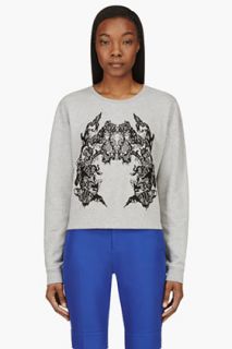 Mcq Alexander Mcqueen Heather Grey Lace Embroidery Sweater