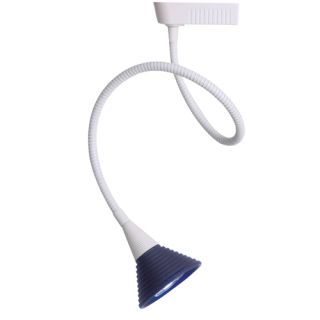 Elco Lighting ET544WBL Track Lighting, Low Voltage Goose Neck Track Fixture White w/ Blue Frosted Stepped Glass Shade