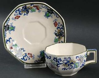 Royal Doulton Nankin Flat Cup & Saucer Set, Fine China Dinnerware   Older, Green