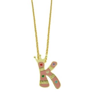 Lily Nily 18k Gold Overlay Enamel Initial Pendant K   Pink