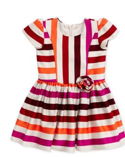 Striped Fun Dress, Fuchsia, 2T 4T