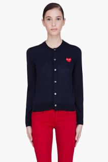 Comme Des Garons Play Navy Heart Cardigan