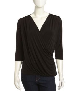 Ruched Crossover Tunic, Caviar