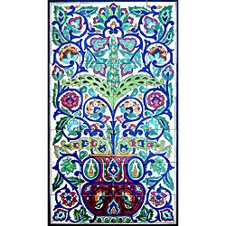 Arabesque Floral Pot 28 tile Mosaic Panel