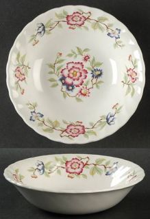 Franciscan Mandarin Coupe Cereal Bowl, Fine China Dinnerware   Red&Blue Flowers,