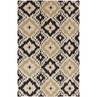 Hand woven Parchment Neutral Diamond Wool Rug (2 X 3)