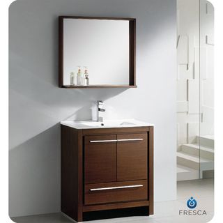 Fresca Allier 30 inch Wenge Brown Modern Bathroom Vanity With Mirror