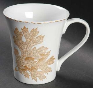 222 Fifth (PTS) Gold Leaves Mug, Fine China Dinnerware   Gold Leaves,Gold Rope E