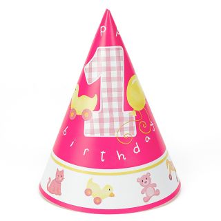 Girls Little 1 Birthday Cone Hats