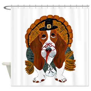  Basset Hound Thanksgiving Turkey Shower Curtain  Use code FREECART at Checkout