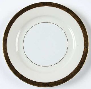 Noritake Goldkin (5675) Salad Plate, Fine China Dinnerware   Gold Flowers, Black