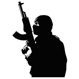 Man With Gun And Balaclava Vinyl Wall Art Decal (BlackEasy to apply with instructions includedDimensions 22 inches wide x 35 inches long )
