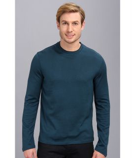 Elie Tahari Griffin Knit   Silk Cotton Jersey Mens Long Sleeve Pullover (Blue)