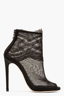 Dolce And Gabbana Black Lace And Mesh Ankle Boots