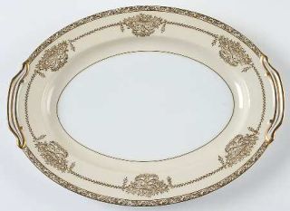Noritake Penelope 12 Oval Serving Platter, Fine China Dinnerware   Gold Laurel,