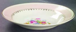 Homer Laughlin  Marilyn Pink Rim Soup Bowl, Fine China Dinnerware   Eggshell Geo