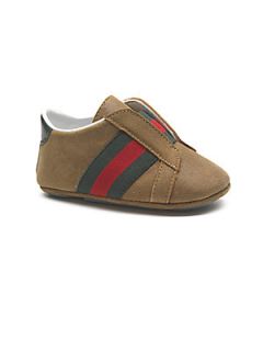 Gucci Infants Suede Web Sneakers   Toffee