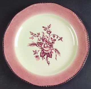 Enoch Wood & Sons Colonial Rose Pink Accent Dinner Plate, Fine China Dinnerware